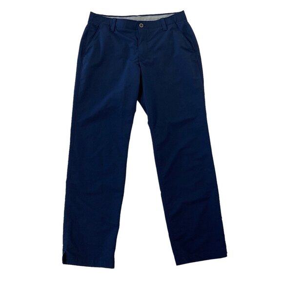 Under Armour Men 36x32 Navy Pants Flat Front Golf Office Career Classic - Picture 1 of 6